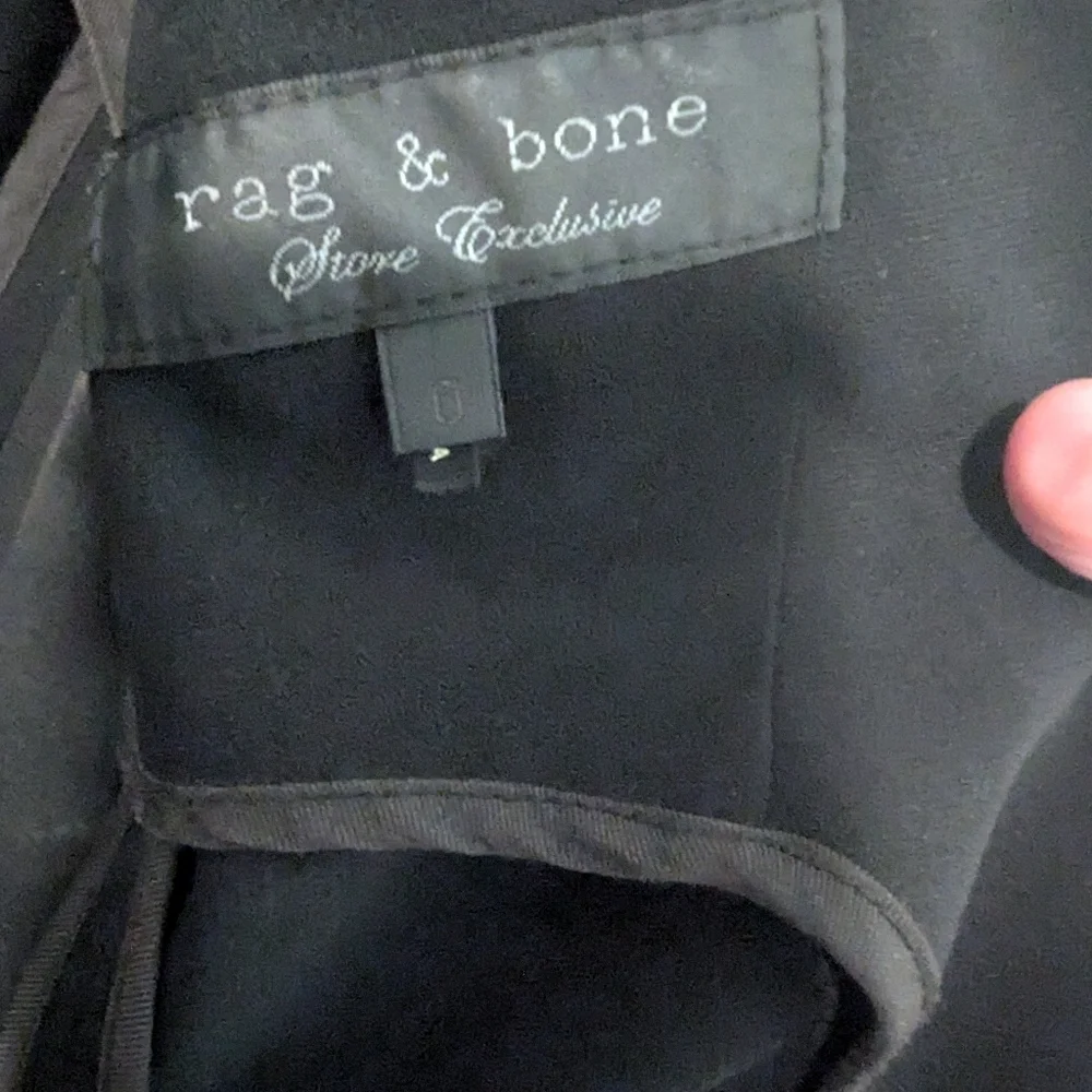 Rag&Bone,Black Blazer with Leather Accents,Size 0